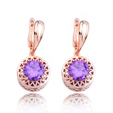 1.5Ct Round Cut Purple Amethyst Circular Party Drop Earrings 14K Rose Gold Over