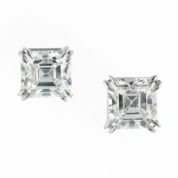 1.5ct Asscher Cut VVS1D Diamond Solitaire Stud Earrings 14k White Gold Finish