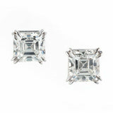 1.5ct Asscher Cut VVS1D Diamond Solitaire Stud Earrings 14k White Gold Finish