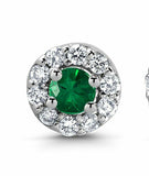 0.47ct Round Cut Green Emerald Halo Diamond Stud Earrings 14k White Gold Finish