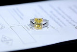 2ct Princess Cut Yellow Sapphire Split Shank Engagement Ring 14k White Gold Over