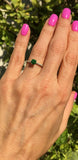 1.2ct Round Cut Green Emerald Solitaire with Accent Ring 14k Yellow Gold Finish