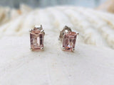 1ct Emerald Simulated Morganite Solitaire Stud Earrings 14k Yellow Gold Plated