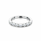 Bezel Set Half Eternity Wedding Band 0.2ct Marquise Diamond 14k White Gold Over