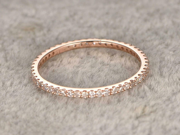 Full Eternity Anniversary Wedding Band 1ct Round Cut Diamond 14k RoseGold Finish