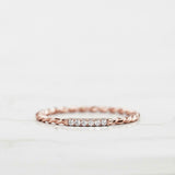 Twisted Rope Thin Wedding Ring Band 0.3ct Round Cut Diamond 14k Rose Gold Finish