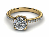 1.6ct Round Cut Diamond Accent Crown Solitaire Women Ring 14k Yellow Gold Finish