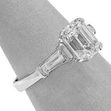 2Ct Emerald Cut Diamond Baguette Accents Engagement Ring 18K White Gold Finish