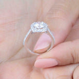 1.6ct Round Cut VVS1D Diamond Accents Halo Engagement Ring 14k White Gold Finish