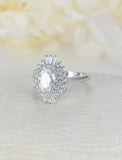 1.8ct Oval Cut Diamond Engagement Ring 14k White Gold Finish Halo Unique Design