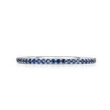 1.5ct Round Cut Blue Sapphire Wedding Band 14k White Gold Finish Full Eternity