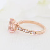 1.4ct Oval Cut Peach Morganite Solitaire Engagement Ring 14k Rose Gold Finish