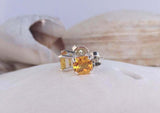 1ct Stud Earrings Cushion Cut Yellow Citrine Solitaire Women 14k White Gold Over