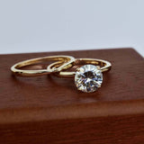 1.8ct Round Cut Diamond Engagement Ring Solitaire Bridal Set 14k YellowGold Over