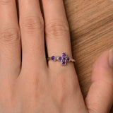 1.3ct Round Cut Purple Amethyst Jesus Cross Engagement Ring 14k White Gold Over