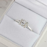 1.7ct Oval Cut Diamond Engagement Ring Floral Stylish Halo 14k White Gold Finish