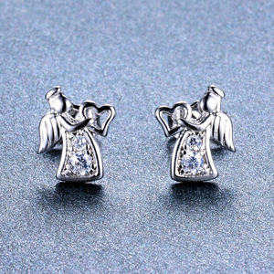 1.3ct Round Cut Diamond Angel Heart Wedding Stud Earrings 14k White Gold Finish