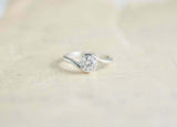 1ct Round Cut Diamond Engagement Ring Solitaire Minimalist 14k White Gold Finish