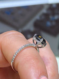 3Ct Round Cut Black Diamond Hidden Halo Solitaire Ring 18K White Gold Finish