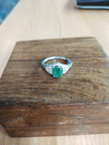 2ct Engagement Ring Oval Cut Green Emerald Cluster Halo 14k White Gold Finish