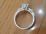 1.9ct Pear Cut VVS1 Diamond Three Stone Engagement Ring 14k White Gold Finish