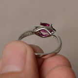 0.8ct Oval Cut Pink Ruby Engagement Ring 14k White Gold Finish Diamond Accent