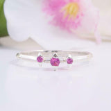 0.6ct Round Cut Pink Ruby Engagement Ring Solitaire Trilogy 14k White Gold Over