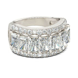 6Ct Radiant Cut Diamond Half Eternity Iced Wedding Band Ring 14K White Gold Over