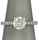 2Ct Round Cut Diamond Classic Solitaire and Accents Ring 14K White Gold Finish