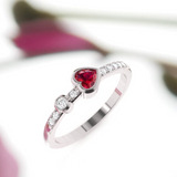 2ct Heart Red Garnet Engagement Ring 14k White Gold Finish Heart Shape Eternity