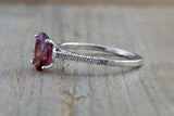 1.6ct Oval Cut Pink Ruby Engagement Ring 14k White Gold Finish Diamond Accents