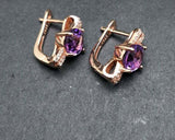 2.6ct Drop Earrings Round Cut Purple Amethyst Split Shank 14k Rose Gold Finish