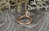 0.8ct Pear Cut Peach Morganite Engagement Ring 14k Rose Gold Finish Solitaire