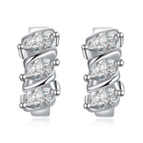 1.5Ct Marquise Cut VVS1/D Diamond Trilogy Huggies Earrings 14K White Gold Finish