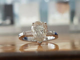 1.9ct Pear Cut VVS1 Diamond Three Stone Engagement Ring 14k White Gold Finish