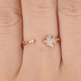 Open Cuff Fish Sea Engagement Ring 0.3ct Round Cut Diamond 14k Rose Gold Finish