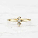 Minimalist Trilogy Engagement Ring 0.7ct Baguette Diamond 14k Yellow Gold Finish