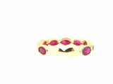 4Ct Oval Pink Ruby Milgrain Half Eternity Wedding Band 14K Yellow Gold Finish