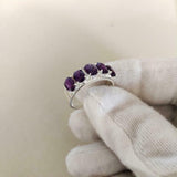 2.6ct Wedding Ring Band Oval Cut Purple Amethyst Five Stone 14k WhiteGold Finish