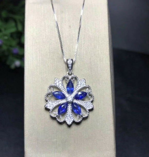 2.4ct Tanzanite Pendant Marquise Cut Floral Cocktail 14k WhiteGold Over NO CHAIN