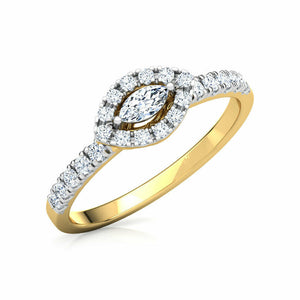 1.3ct Engagement Ring Marquise Cut Diamond Accent Halo 14k Yellow Gold Finish