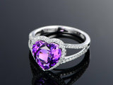 2ct Heart Cut Purple Amethyst Engagement Ring 14k White Gold Finish Split Shank