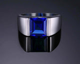 2ct Princess Cut Blue Sapphire Solitaire Engagement Men Ring 14k White Gold Over