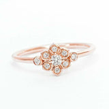 2ct Round Cut VVS1D Diamond Engagement Ring Floral Bridal Set 14k Rose Gold Over