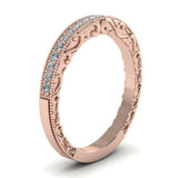 1.1ct Round Cut Diamond Vintage Half Eternity Wedding Band 14k Rose Gold Finish