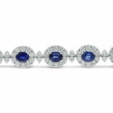 25ct Oval Cut Blue Sapphire Diamond Halo Tennis Bracelet 14k White Gold Finish