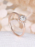 1.5Ct Oval Cut DVVS1 Diamond Floral Halo Engagement Ring 14K Rose Gold Finish