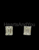 1ct Emerald Cut Simulated Diamond Solitaire Stud Earrings 14k White Gold Plated