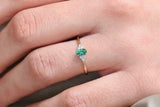 0.4ct Oval Green Emerald Dainty Minimalist Engagement Ring 14k Yellow Gold Over