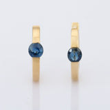 1ct Hoop Earrings Round Cut Blue Sapphire Solitaire 14k Yellow Gold Finish